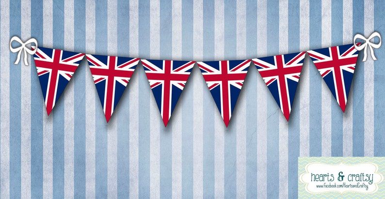 UK British Flag DIY Union Jack Party Banner Bunting - Printable - FILE to Print 