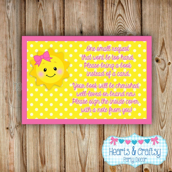 Book Card Insert You Are My Sunshine Baby Shower Book Instead