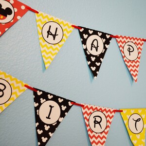 Mickey Mouse Party Happy Birthday Banner DIY / Mickey Mouse Birthday Party / Print Your Own / DATEI zum DRUCKEN
