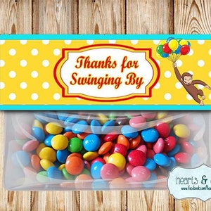 Curious George Treat Bag Toppers DIY / Curious George Thank You Tag / Gift Bag Tag - Printable FILE to PRINT