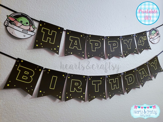 Bounty Hunter The Child Birthday INSTANT DOWNLOAD Happy Birthday Banner / Star Fighters Birthday Party - File to PRINT Il_570xn