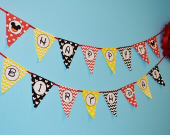 Mickey Mouse Party Happy Birthday Banner / Mickey Mouse First Birthday Banner / Mickey Mouse Clubhouse