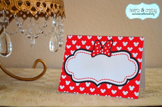 Minnie Mouse Party RED Table Tents DIY / Food Labels / Place Cards / Thank You Cards - Instant Download Il_570xn