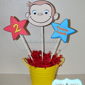 Recortes de centro de mesa de Jorge el Curioso PERSONALIZADOS para hacer uno mismo / Adorno para tarta de fiesta de Jorge el Curioso: imprime tu propio archivo para IMPRIMIR