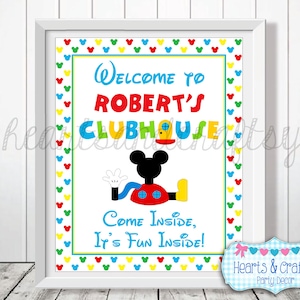 Mickey Mouse Clubhouse Birthday Party Sign DIY / Welcome Sign / Come Inside Its Fun Inside - FILE to PRINT