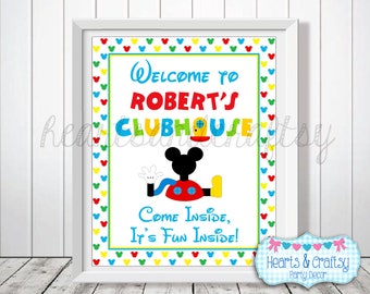 Mickey Mouse Clubhouse Birthday Party Sign DIY / Welcome Sign / Come Inside Its Fun Inside - FILE to PRINT