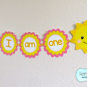 Sei il mio compleanno di sole "Io sono uno" Banner fai-da-te / Sunshine Birthday Party Highchair Banner- FILE to PRINT
