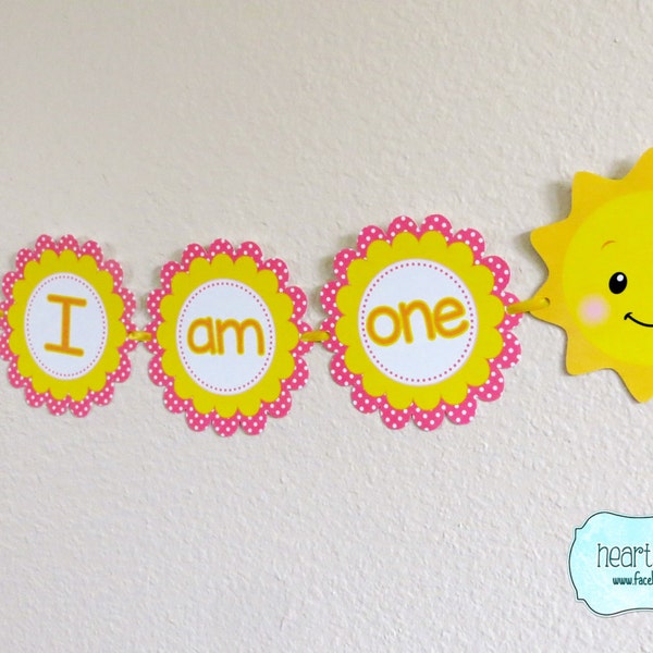 You Are My Sunshine Birthday "I Am One" Banner DIY / Sunshine Birthday Party Highchair Banner- FILE to PRINT