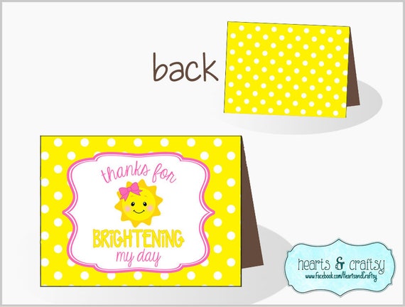 You Are My Sunshine Birthday Thank You Card / Sunshine Birthday Party Thank You Card / Sunshine Baby Shower Thank You Card - FILE to PRINT Il_570xn