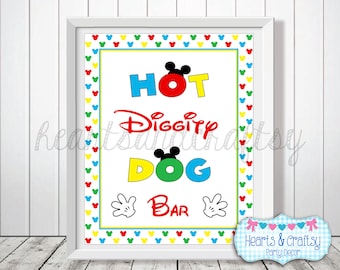 Mickey Mouse Clubhouse Birthday Party Sign DIY / Welcome Sign / Hot Diggity Dog Bar - FILE to PRINT