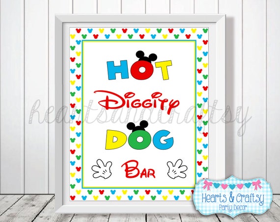 Mickey Mouse Clubhouse Birthday Party Sign DIY / Welcome Sign / Hot Diggity Dog Bar - FILE to PRINT Il_570xn