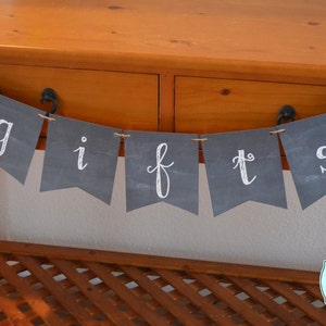 Gifts Banner DIY Chalkboard Style / Wedding Decor Bridal Shower Decoration Engagement Party Decor Printable FILE to PRINT image 2