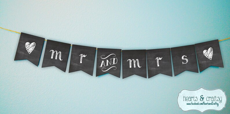 Future Mr & Mrs Wedding Banner DIY Photo Prop Chalkboard Style / Reception Decor / Engagement Party Decor Print Your Own FILE to PRINT image 2