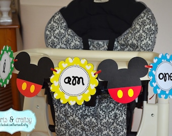 Mickey Mouse Clubhouse Party Highchair Banner / I Am ONE / Mickey First Birthday Banner - FILE to PRINT diy