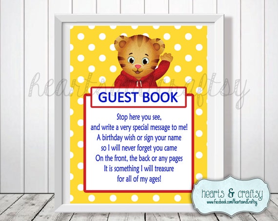 Daniel Tiger Guest Book Sign - Daniel Tiger Birthday - Daniel Tiger Party - Daniel Tiger's Neighborhood Birthday - FILE to PRINT DIY Il_570xn