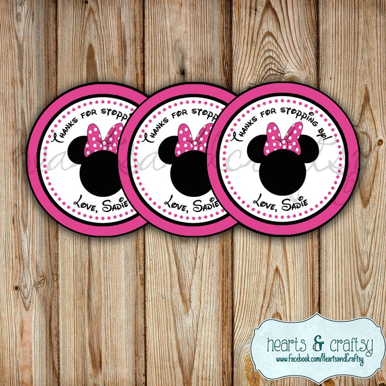 Minnie Mouse Party Favor Tags DIY / Thank You Tags / Stickers / Labels / Gift Bag Tag / Mickey Birthday FILE to PRINT image 1