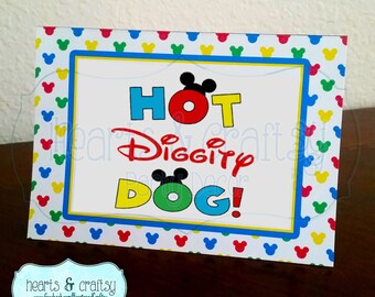 Mickey Mouse Clubhouse Birthday Party Sign DIY / Hot Diggity Dog - FILE to PRINT