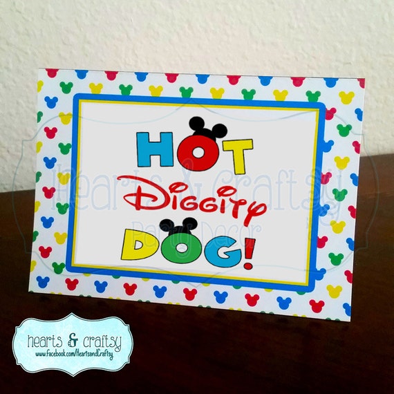 Mickey Mouse Clubhouse Birthday Party Sign DIY / Hot Diggity Dog - FILE to PRINT Il_570xn