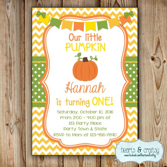 Pumpkin Birthday Invitation / Little Pumpkin Birthday Party Invitation / Fall Birthday / Little Pumpkin Baby Shower Invitation - Printable Il_570xn