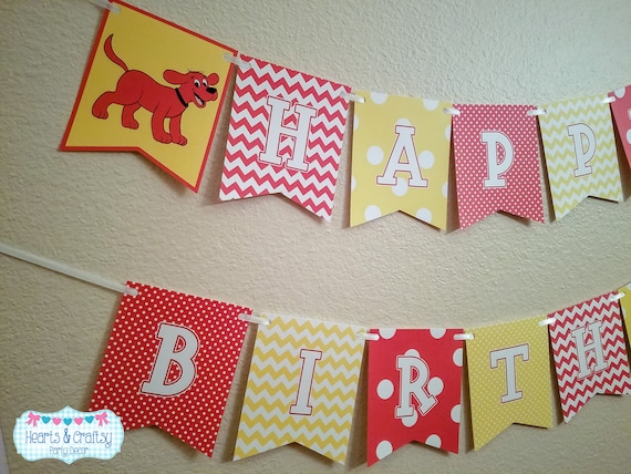 Clifford Big Red Dog Birthday DIY Happy Birthday Banner / Clifford Birthday Party - FILE to PRINT Il_570xn