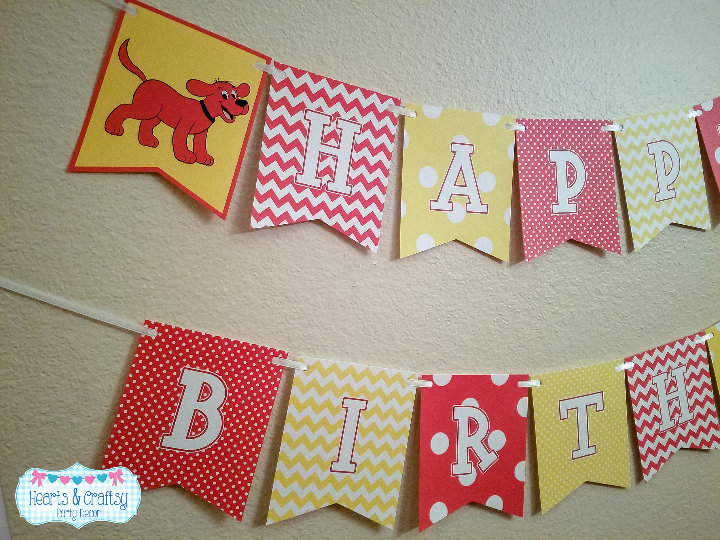 Clifford Big Red Dog Birthday DIY Happy Birthday Banner / Clifford Birthday  Party - DATEI ZUM AUSDRUCKEN Pertaining To Diy Birthday Banner Template