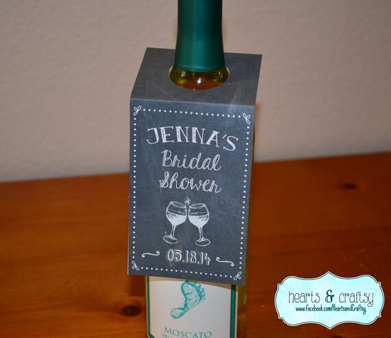 Bridal Shower Wine Tags / Chalkboard Style / Bridal Shower Favor / Bridal Shower Decor (Set of THREE) Il_570xn