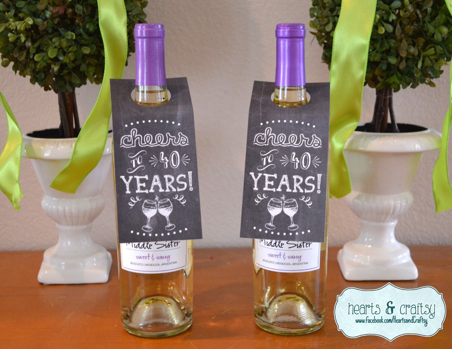 Birthday Chalkboard Style Wine Bottle Gift Tags / Wine Bottle Etsy