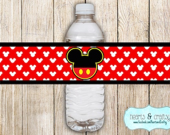 Mickey Mouse Party Wasserflasche Etiketten DIY / trinken Wrapper / druckbare Wasserflasche Aufkleber - drei Farben - FILE zu drucken