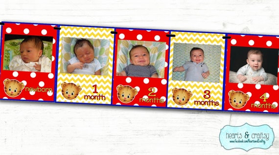 Daniel Tiger First Birthday Photo Banner / Daniel Tiger 12 Month Picture Banner / Daniel Tiger 1st Birthday Il_570xn