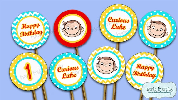 Curious George Party Cupcakes DIY - Curious George Birthday Cupcake Toppers & Wrappers - FILE to PRINT Il_570xn