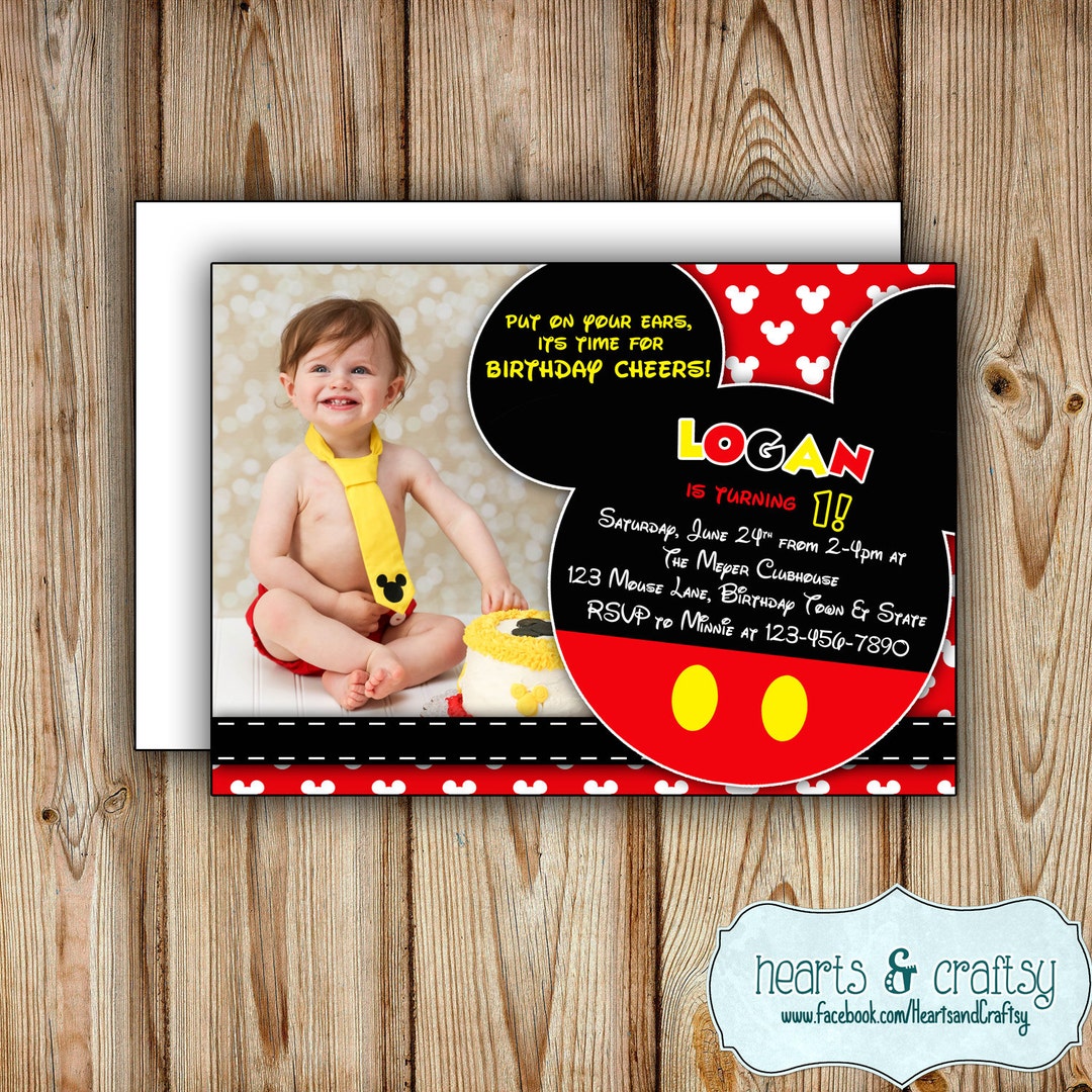 Personalized Printable Mickey Mouse Party Invitation - Mickey Mouse Birthday Invitation - FILE ...