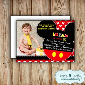 Personalisierte Druckbare Mickey Mouse Party Einladung - Mickey Mouse Geburtstagseinladung - DATEI ZUM AUSDRUCKEN