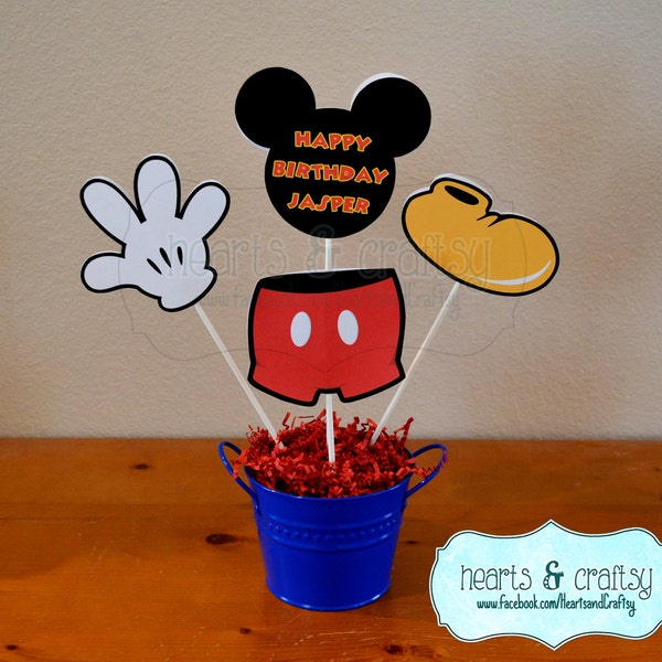 Mickey Mouse Centerpiece Cutouts Personalized DIY / Mickey Mouse Party Cake Topper / Table Decoration - FILE to PRINT