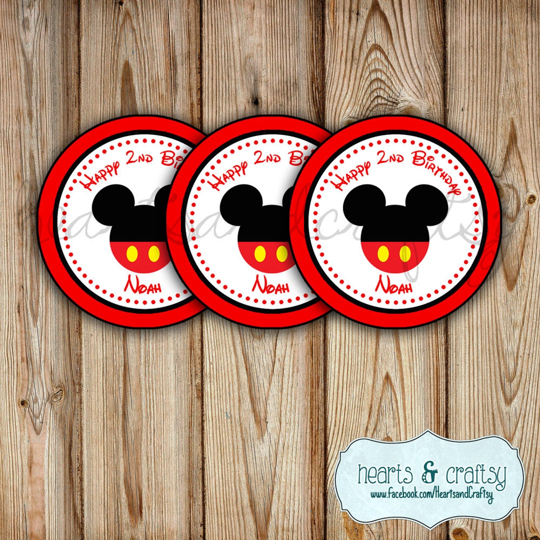 Mickey Mouse Party Favor Tags DIY / Stickers / Labels / Gift Bag Tag ...