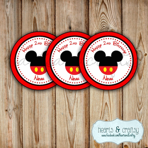Mickey Mouse Party Favor Tags / Stickers / Labels / Gift Bag Tag / Mickey Birthday - FILE to PRINT DIY Il_570xn