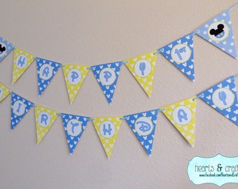 Baby Topolino Happy Birthday Banner fai-da-me / Baby Mickey Primo compleanno / Stampa il tuo - FILE per STAMPAre