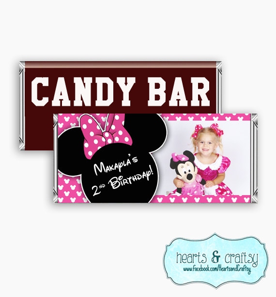 Minnie Mouse Party Candy Bar Wrapper DIY / Minnie Birthday Candy Wrap WITH PHOTO! - Print Your Own Il_570xn