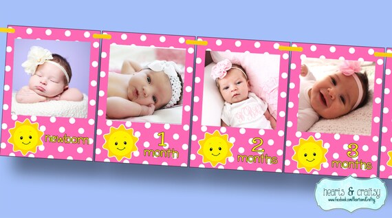 You Are My Sunshine Birthday First Year Photo Banner DIY / Sunshine Birthday Party 12 Month Banner - FILE to PRINT Il_570xn