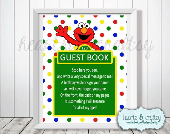 Sesame Street Guest Book Sign - Elmo Birthday - Sesame Street Party - Sesame Street Birthday - FILE to PRINT DIY Il_570xn