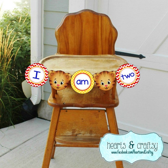 Daniel Tiger Birthday "I Am TWO" Banner / Daniel Tiger Birthday Party Highchair Banner- FILE to PRINT Il_570xn
