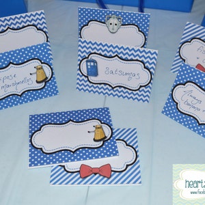 Doctor Who Party Tardis Dalek Cyberman inspired Printable Table Tents / Food Labels / Thank You Cards - FILE to PRINT DIY