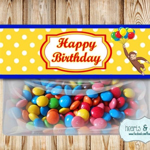 Curious George Treat Bag Toppers DIY / Curious George Thank You Tag / Gift Bag Tag - Printable FILE to PRINT