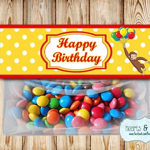 Curious George Treat Bag Toppers DIY / Curious George Thank You Tag / Gift Bag Tag - Printable FILE to PRINT