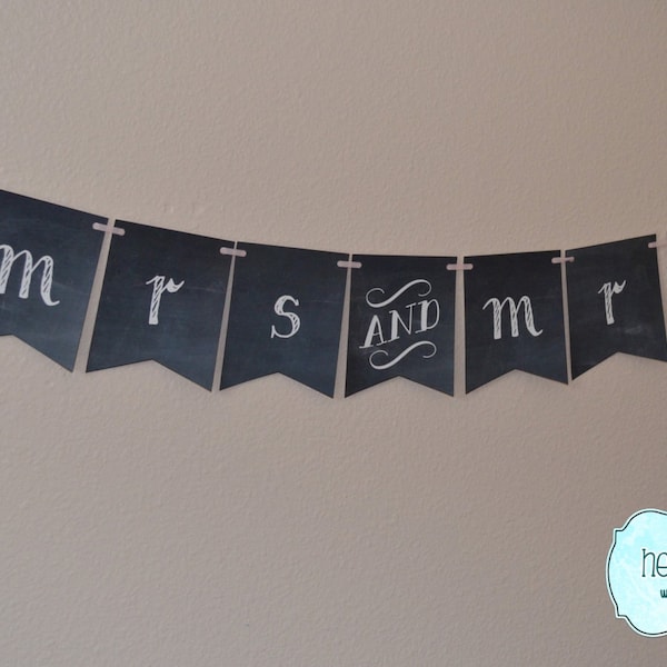 Mrs &mrs or Mr and Mr Same Sex Hochzeitsbanner DIY Kreidetafel Stil / Hochzeitsschilder / Foto Requisite / Empfang Dekoration - Print Your Own