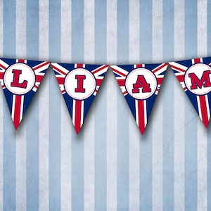 British Flag Happy Birthday oder Namensbanner - UK Union Jack - DATEI zum AUSDRUCKen diy
