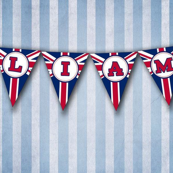 British Flag Happy Birthday or Name Banner - UK Union Jack- FILE to PRINT diy