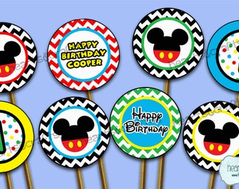 Mickey Mouse Clubhouse Party Printable Cupcake Toppers! Can also be used as Stickers, Favor Tags, Labels/ First Birthday - FILE to PRINT DIY