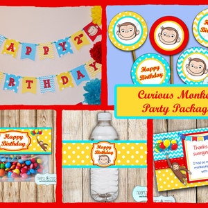 DIY Curious George Party Package DOWNLOAD Print Your Own / Curious George Birthday Party Package - File to PRINT