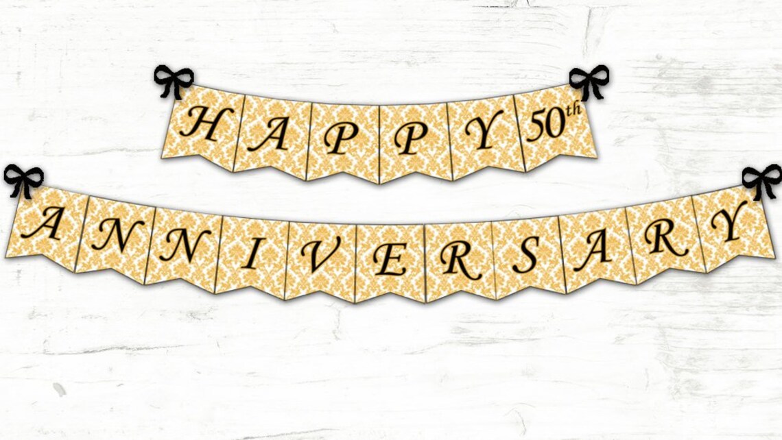 Happy Anniversary Banner / Anniversary Party Decoration / Gold | Etsy