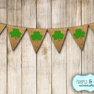 Shamrock Banner Burlap Style DIY / St Patricks Day Decoration Photo Prop - INSTANT DOWNLOAD